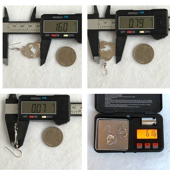 VTG Sterling Silver 925 VIMAR 1.60" Jumping Dolphin Wave Dangle Earrings Sealife - Picture 10 of 16